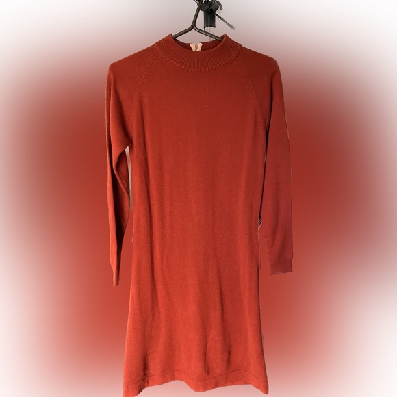 Vintage 70’s Montgomery Ward Burnt Orange Sweater Dress - Picture 2 of 8